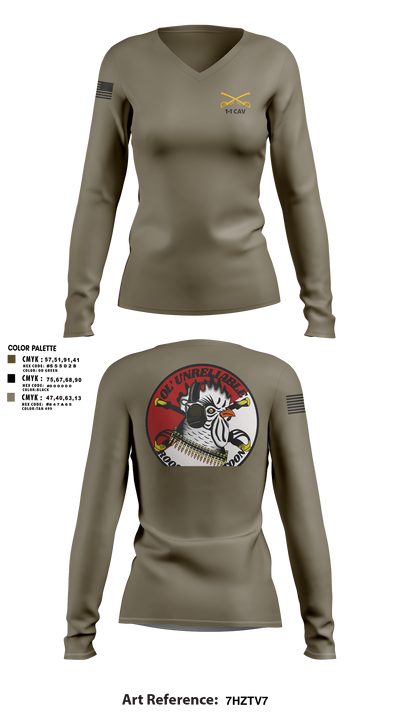 1-1 cav 82993951 Women's Long Sleeve V-neck Shirt - 2