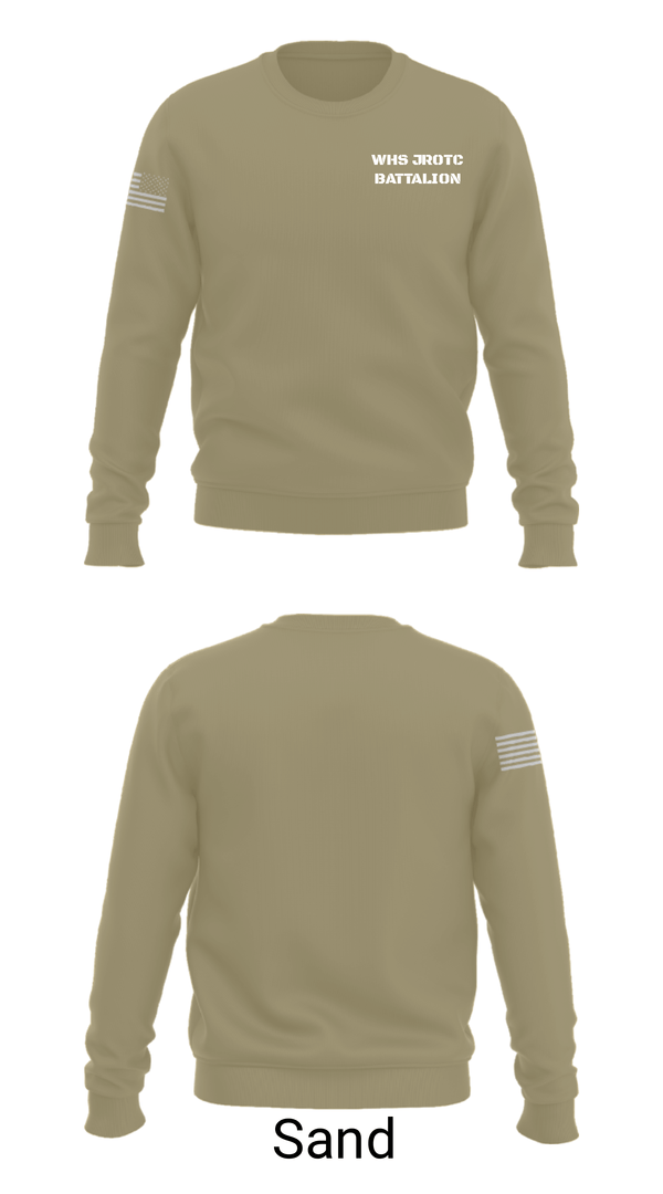 Crew Neck Sweatshirt, WHS JROTC BATTALION, Army, Teamtime, Team time, sublimation, custom sports apparel, team uniforms, spirit wear, spiritwear, sports uniforms, custom shirts, team store, custom team store, fundraiser sports, apparel fundraiser