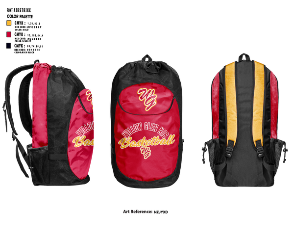 Gear Bag, Willow Glen NJB Basketball, Men's Basketball, Teamtime, Team time, sublimation, custom sports apparel, team uniforms, spirit wear, spiritwear, sports uniforms, custom shirts, team store, custom team store, fundraiser sports, apparel fundraiser