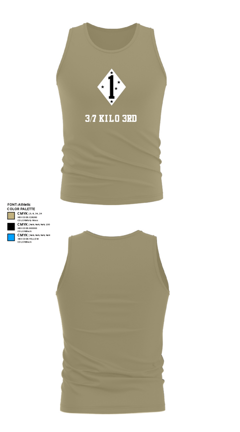 Tank Top, 3/7 Kilo 3rd, Marines, Teamtime, Team time, sublimation, custom sports apparel, team uniforms, spirit wear, spiritwear, sports uniforms, custom shirts, team store, custom team store, fundraiser sports, apparel fundraiser