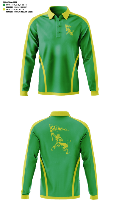 Clinton High School Golf 47390038 Long Sleeve Performance Polo - 1