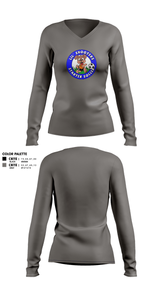 Womens Long Sleeve Vneck Shirt, Lil' Shooters Starter Soccer, Men's Soccer, Teamtime, Team time, sublimation, custom sports apparel, team uniforms, spirit wear, spiritwear, sports uniforms, custom shirts, team store, custom team store, fundraiser sports, apparel fundraiser