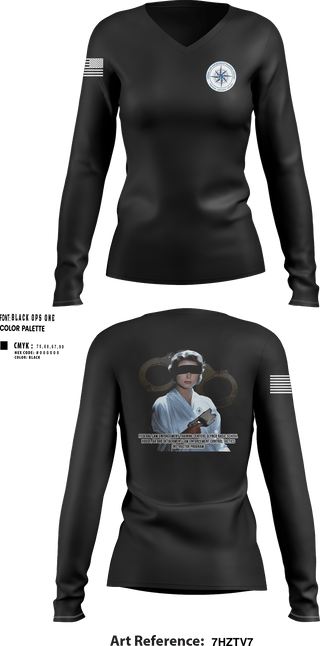 Womens Long Sleeve Vneck Shirt, MARDET Fort Leonard Wood Basic Military Police School House (FLW) INIWIC, Police, Teamtime, Team time, sublimation, custom sports apparel, team uniforms, spirit wear, spiritwear, sports uniforms, custom shirts, team store, custom team store, fundraiser sports, apparel fundraiser