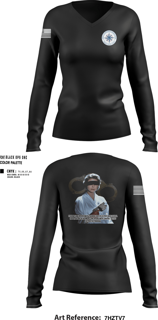 Womens Long Sleeve Vneck Shirt, MARDET Fort Leonard Wood Basic Military Police School House (FLW) INIWIC, Police, Teamtime, Team time, sublimation, custom sports apparel, team uniforms, spirit wear, spiritwear, sports uniforms, custom shirts, team store, custom team store, fundraiser sports, apparel fundraiser