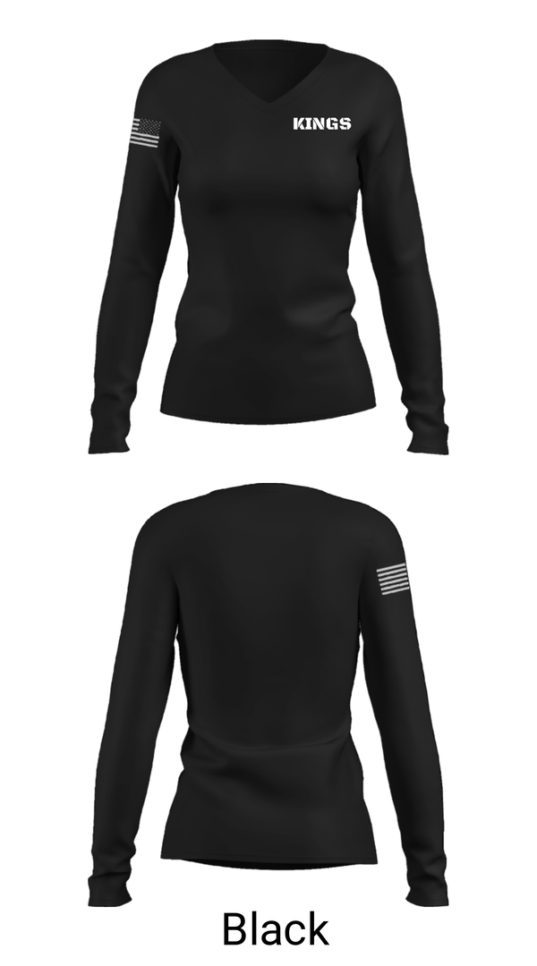 Women's Long Sleeve Vneck Shirt, KINGS, Men's Basketball, Teamtime, Team time, sublimation, custom sports apparel, team uniforms, spirit wear, spiritwear, sports uniforms, custom shirts, team store, custom team store, fundraiser sports, apparel fundraiser