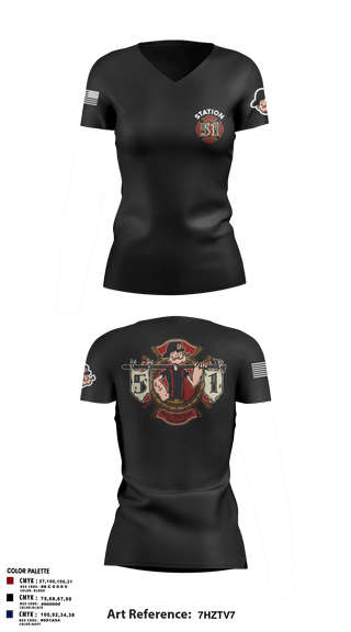 Womens Short Sleeve Vneck Shirt, Station 51, Fire Department, Teamtime, Team time, sublimation, custom sports apparel, team uniforms, spirit wear, spiritwear, sports uniforms, custom shirts, team store, custom team store, fundraiser sports, apparel fundraiser