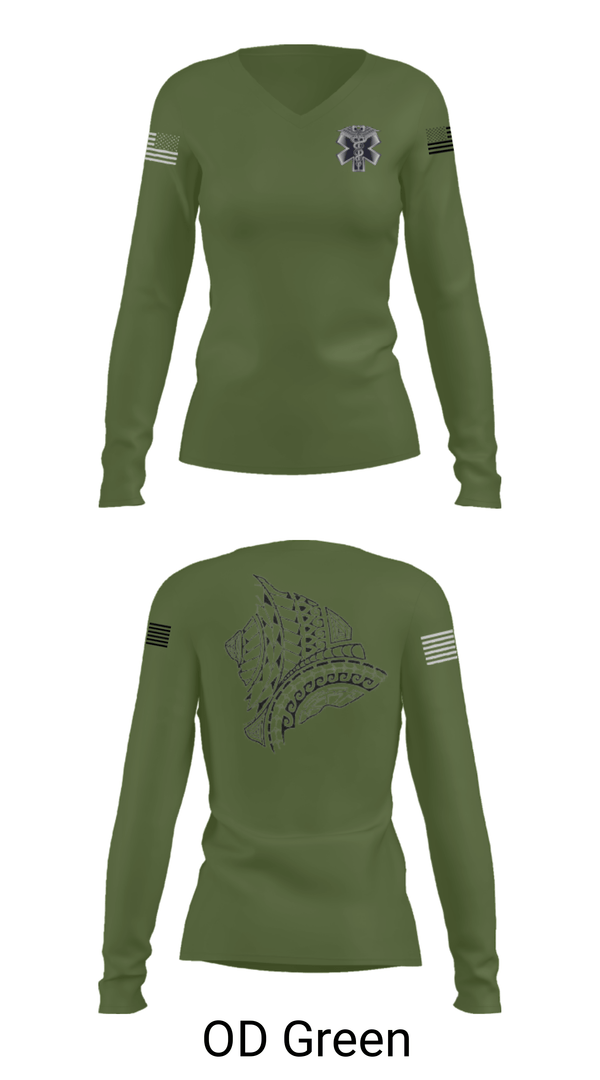 Women's Long Sleeve Vneck Shirt, MEDICS, National Guard, Teamtime, Team time, sublimation, custom sports apparel, team uniforms, spirit wear, spiritwear, sports uniforms, custom shirts, team store, custom team store, fundraiser sports, apparel fundraiser