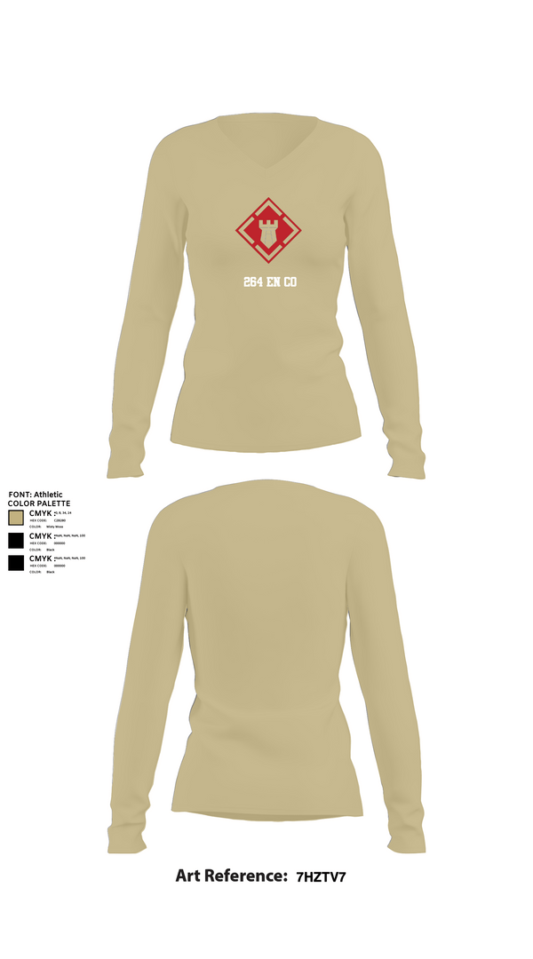 Womens Long Sleeve Vneck Shirt, 264 EN CO, Army, Teamtime, Team time, sublimation, custom sports apparel, team uniforms, spirit wear, spiritwear, sports uniforms, custom shirts, team store, custom team store, fundraiser sports, apparel fundraiser