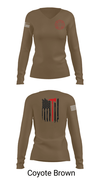 Women's Long Sleeve Vneck Shirt, Okay Fire & Rescue, Fire Department, Teamtime, Team time, sublimation, custom sports apparel, team uniforms, spirit wear, spiritwear, sports uniforms, custom shirts, team store, custom team store, fundraiser sports, apparel fundraiser