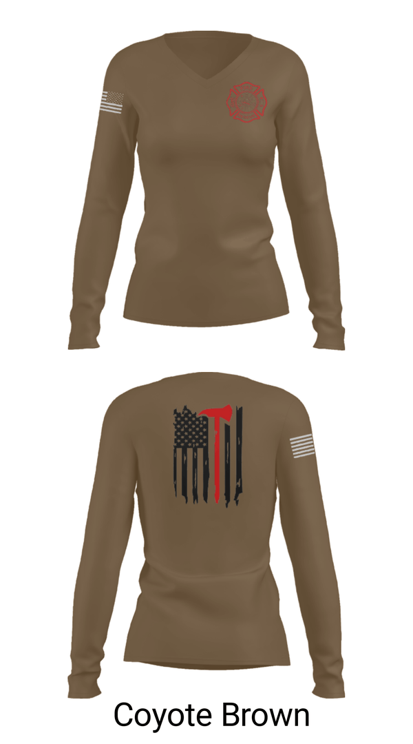 Women's Long Sleeve Vneck Shirt, Okay Fire & Rescue, Fire Department, Teamtime, Team time, sublimation, custom sports apparel, team uniforms, spirit wear, spiritwear, sports uniforms, custom shirts, team store, custom team store, fundraiser sports, apparel fundraiser