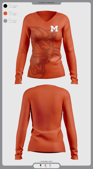 Womens Long Sleeve Vneck Shirt, Milton Area Black Panthers, , Teamtime, Team time, sublimation, custom sports apparel, team uniforms, spirit wear, spiritwear, sports uniforms, custom shirts, team store, custom team store, fundraiser sports, apparel fundraiser
