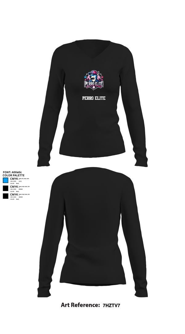 Womens Long Sleeve Vneck Shirt, PERRO ELITE, Baseball, Teamtime, Team time, sublimation, custom sports apparel, team uniforms, spirit wear, spiritwear, sports uniforms, custom shirts, team store, custom team store, fundraiser sports, apparel fundraiser
