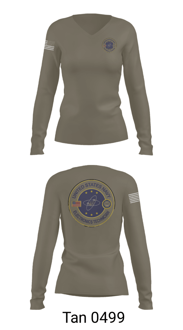 Womens Long Sleeve Vneck Shirt, USS AMERICA LHA6, Navy, Teamtime, Team time, sublimation, custom sports apparel, team uniforms, spirit wear, spiritwear, sports uniforms, custom shirts, team store, custom team store, fundraiser sports, apparel fundraiser