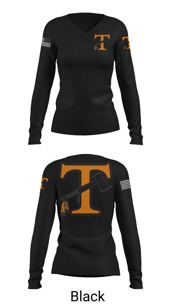 Womens Long Sleeve Vneck Shirt 1, Tecumseh indian, Wrestling, Teamtime, Team time, sublimation, custom sports apparel, team uniforms, spirit wear, spiritwear, sports uniforms, custom shirts, team store, custom team store, fundraiser sports, apparel fundraiser