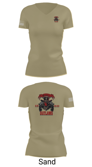 Womens Short Sleeve Vneck Shirt, 1st Cav 3rd BEB ACO “Outlaw”, , Teamtime, Team time, sublimation, custom sports apparel, team uniforms, spirit wear, spiritwear, sports uniforms, custom shirts, team store, custom team store, fundraiser sports, apparel fundraiser