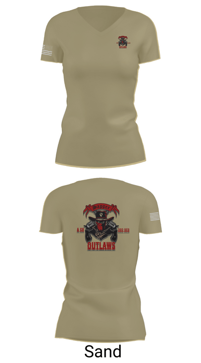 1st Cav 3rd BEB ACO “Outlaw” 26050873 Women's Short Sleeve V-neck Shirt - 88