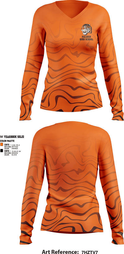 Palmer High School Basketball 32388987 Women's Long Sleeve V-neck Shirt - 1
