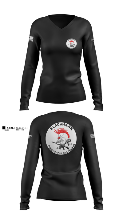 1-23 94230355 Women's Long Sleeve V-neck Shirt - 1
