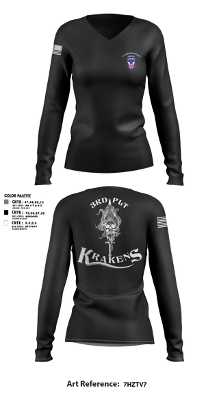 Womens Long Sleeve Vneck Shirt, 3RD PLT95TH CBRN3rd plt, Army, Teamtime, Team time, sublimation, custom sports apparel, team uniforms, spirit wear, spiritwear, sports uniforms, custom shirts, team store, custom team store, fundraiser sports, apparel fundraiser