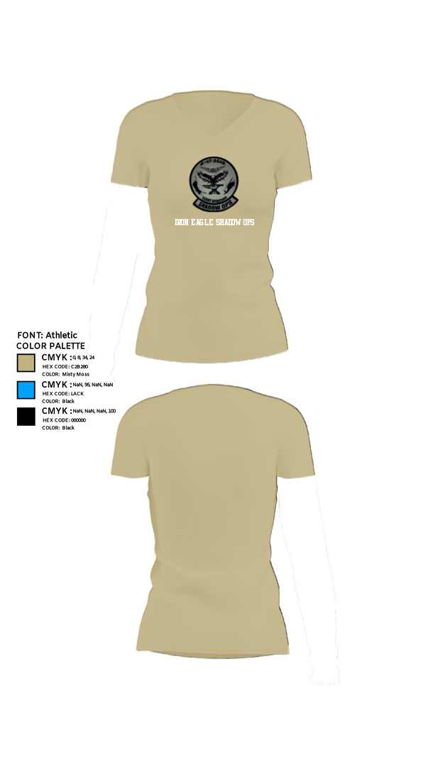 Women's Short Sleeve Vneck Shirt, Iron Eagle Shadow Ops, Army, Teamtime, Team time, sublimation, custom sports apparel, team uniforms, spirit wear, spiritwear, sports uniforms, custom shirts, team store, custom team store, fundraiser sports, apparel fundraiser