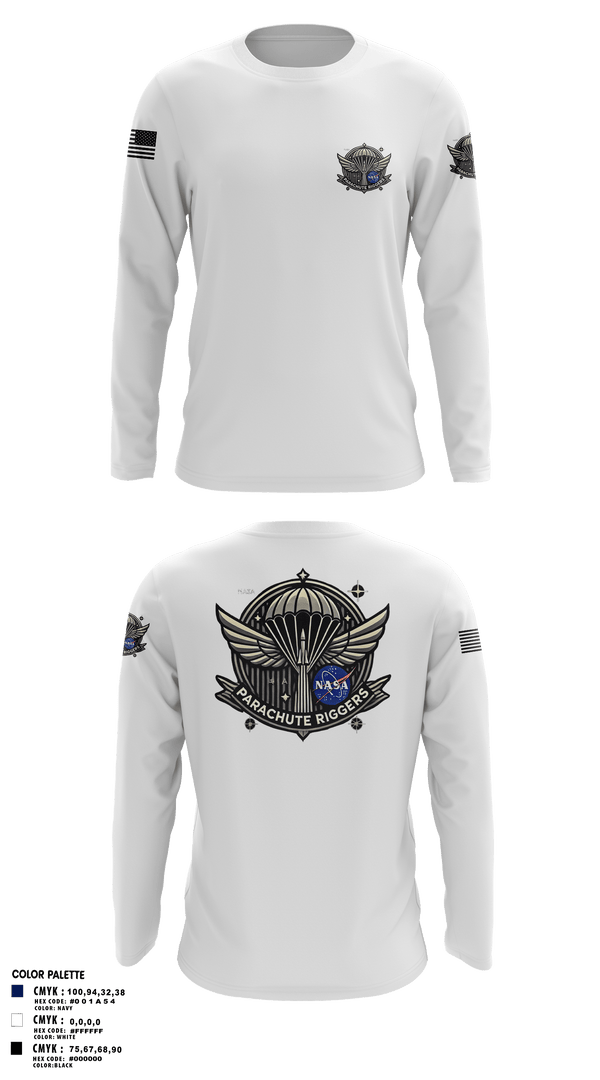 Long Sleeve Performance Shirt, NASA PARACHUTE RIGGERS, , Teamtime, Team time, sublimation, custom sports apparel, team uniforms, spirit wear, spiritwear, sports uniforms, custom shirts, team store, custom team store, fundraiser sports, apparel fundraiser
