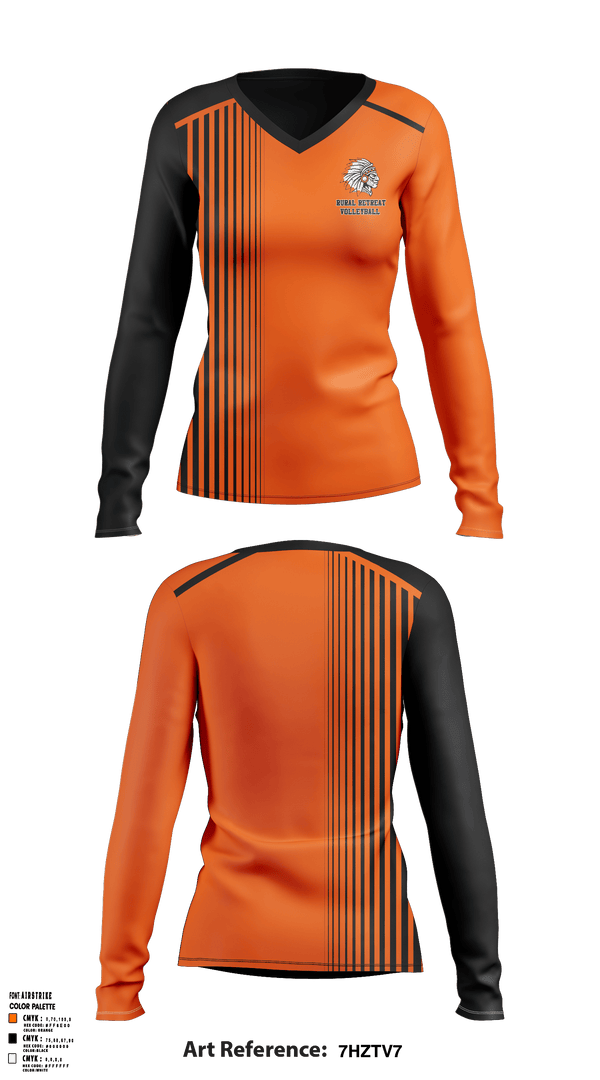 Women's Long Sleeve Vneck Shirt, Rural Retreat High School Volleyball, Women's Volleyball, Teamtime, Team time, sublimation, custom sports apparel, team uniforms, spirit wear, spiritwear, sports uniforms, custom shirts, team store, custom team store, fundraiser sports, apparel fundraiser