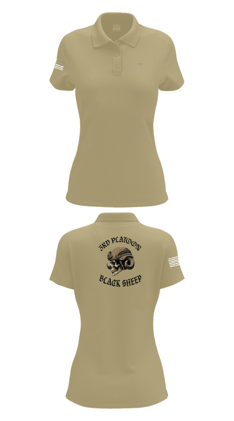 Women's Short Sleeve Performance Polo, 3rd PLT Black Sheep, Army, Teamtime, Team time, sublimation, custom sports apparel, team uniforms, spirit wear, spiritwear, sports uniforms, custom shirts, team store, custom team store, fundraiser sports, apparel fundraiser
