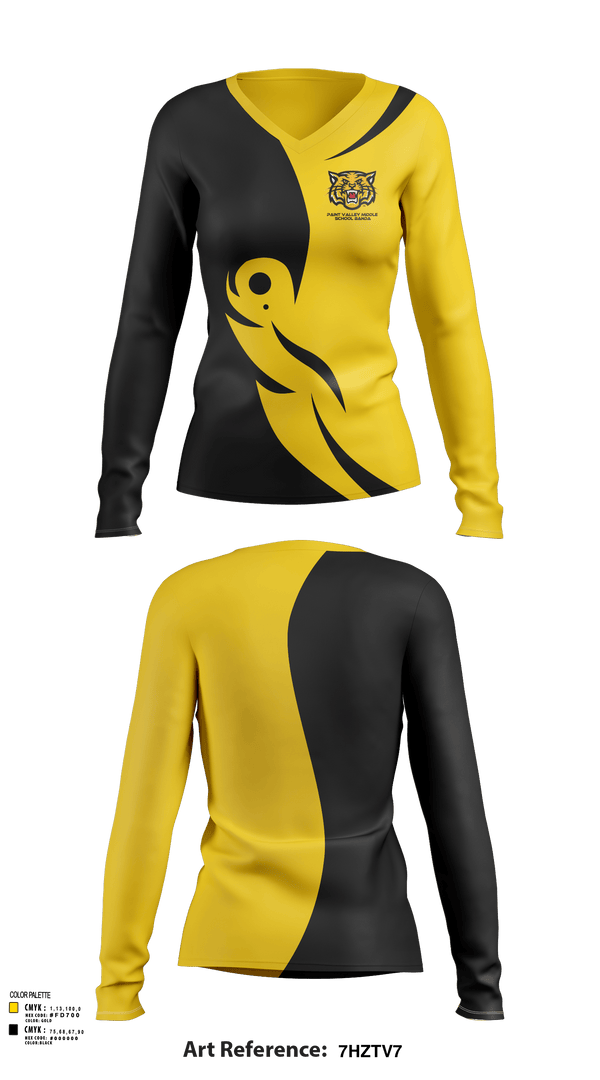 Womens Long Sleeve Vneck Shirt, Paint Valley Middle School Band, Spirit Store, Teamtime, Team time, sublimation, custom sports apparel, team uniforms, spirit wear, spiritwear, sports uniforms, custom shirts, team store, custom team store, fundraiser sports, apparel fundraiser