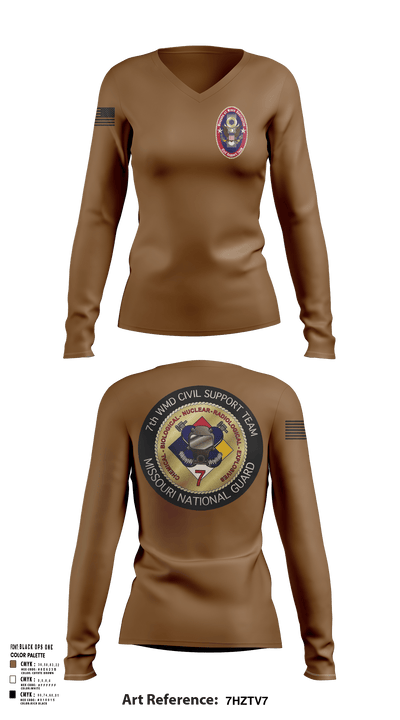 7th CST 5552337 Women's Long Sleeve V-neck Shirt -1 123