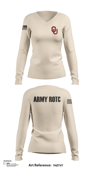 Womens Long Sleeve Vneck Shirt, OU Army ROTC, Army, Teamtime, Team time, sublimation, custom sports apparel, team uniforms, spirit wear, spiritwear, sports uniforms, custom shirts, team store, custom team store, fundraiser sports, apparel fundraiser