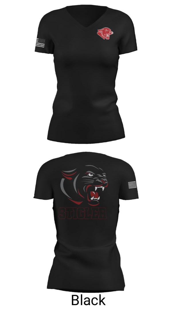 Womens Short Sleeve Vneck Shirt, Stigler Middle School Cheer, Cheer, Teamtime, Team time, sublimation, custom sports apparel, team uniforms, spirit wear, spiritwear, sports uniforms, custom shirts, team store, custom team store, fundraiser sports, apparel fundraiser