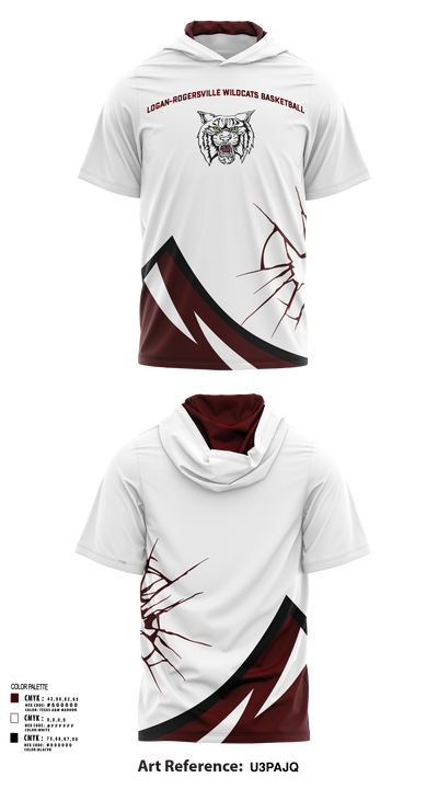 Logan-Rogersville Wildcats 82535935 Short Sleeve Performance Shirt with hood - 135