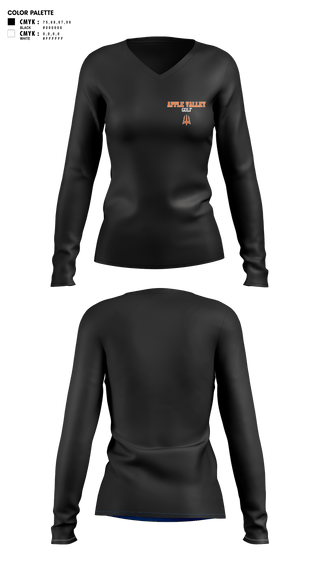 Womens Long Sleeve Vneck Shirt, Apple Valley Sun Devils, Golf, Teamtime, Team time, sublimation, custom sports apparel, team uniforms, spirit wear, spiritwear, sports uniforms, custom shirts, team store, custom team store, fundraiser sports, apparel fundraiser