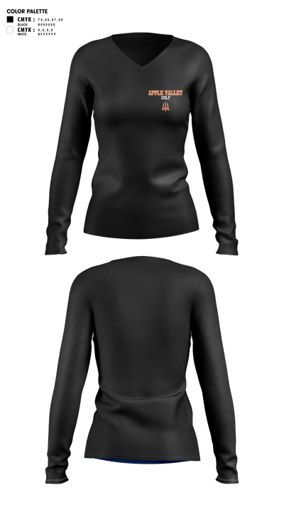 Apple Valley Sun Devils 42610667 Women's Long Sleeve V-neck Shirt - 2