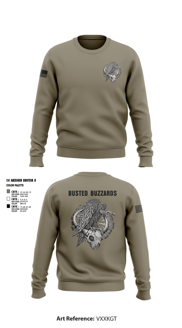 Crew Neck Sweatshirt, CREW 3 BUSTED BUZZARDS, Army, Teamtime, Team time, sublimation, custom sports apparel, team uniforms, spirit wear, spiritwear, sports uniforms, custom shirts, team store, custom team store, fundraiser sports, apparel fundraiser