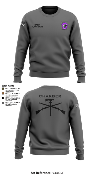 Crew Neck Sweatshirt, Charger Co. / 2-112th Infantry Battalion, National Guard, Teamtime, Team time, sublimation, custom sports apparel, team uniforms, spirit wear, spiritwear, sports uniforms, custom shirts, team store, custom team store, fundraiser sports, apparel fundraiser