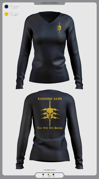 Womens Long Sleeve Vneck Shirt, LANCERS ACFL, Navy, Teamtime, Team time, sublimation, custom sports apparel, team uniforms, spirit wear, spiritwear, sports uniforms, custom shirts, team store, custom team store, fundraiser sports, apparel fundraiser