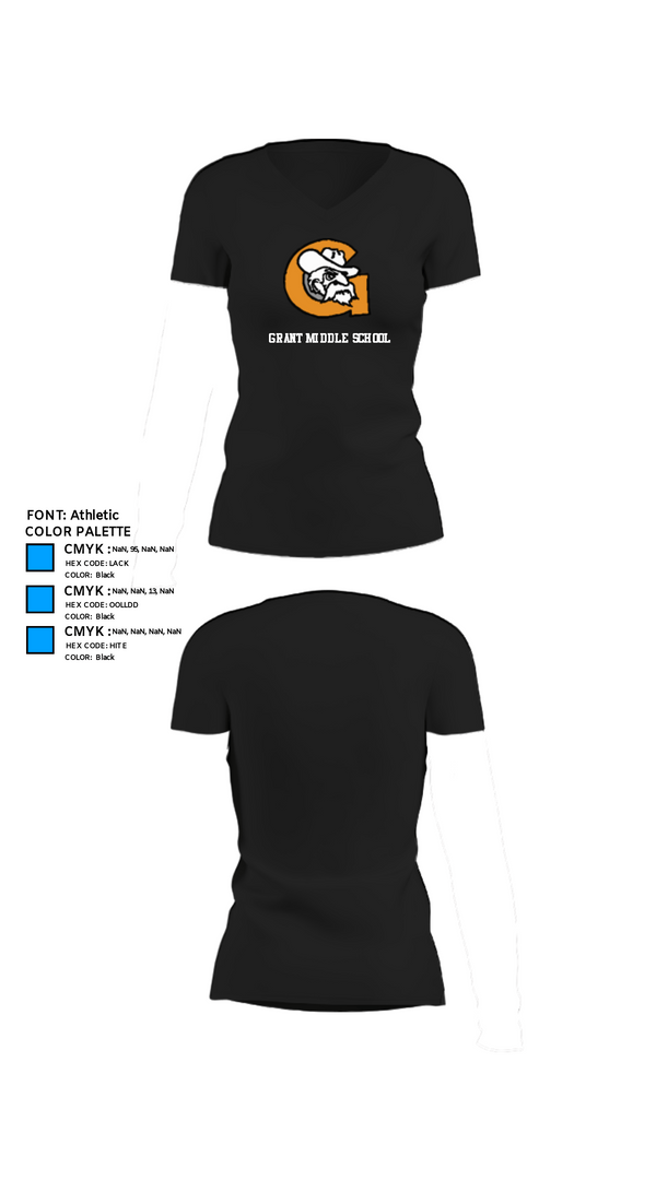 Womens Short Sleeve Vneck Shirt, Grant Middle School, Spirit Store, Teamtime, Team time, sublimation, custom sports apparel, team uniforms, spirit wear, spiritwear, sports uniforms, custom shirts, team store, custom team store, fundraiser sports, apparel fundraiser