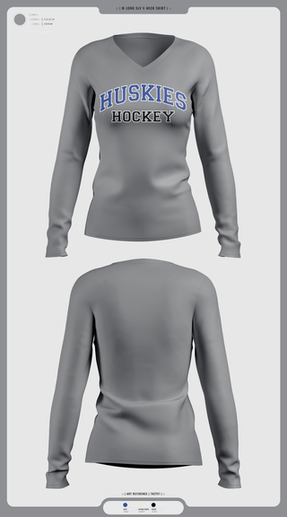 Womens Long Sleeve Vneck Shirt, HOWARD COUNTY YOUTH HOCKEY CLUB, Ice Hockey, Teamtime, Team time, sublimation, custom sports apparel, team uniforms, spirit wear, spiritwear, sports uniforms, custom shirts, team store, custom team store, fundraiser sports, apparel fundraiser