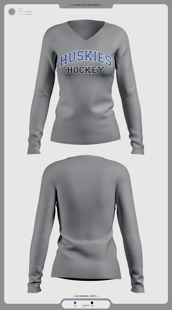 Womens Long Sleeve Vneck Shirt, HOWARD COUNTY YOUTH HOCKEY CLUB, Ice Hockey, Teamtime, Team time, sublimation, custom sports apparel, team uniforms, spirit wear, spiritwear, sports uniforms, custom shirts, team store, custom team store, fundraiser sports, apparel fundraiser