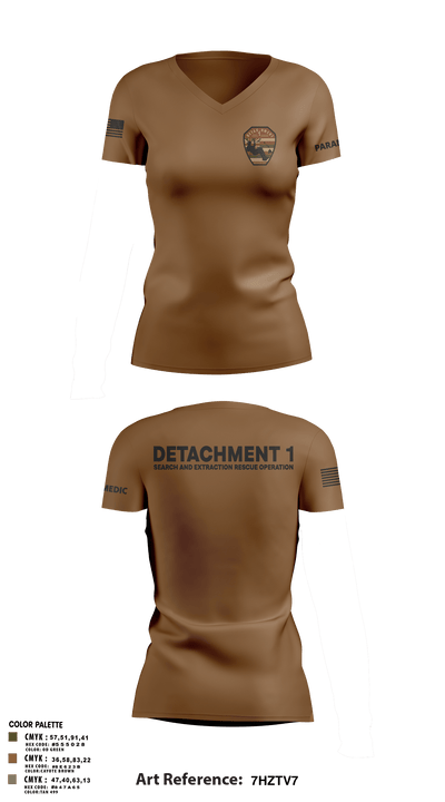 Detachment 1 27221981 Women's Short Sleeve V-neck Shirt - 14