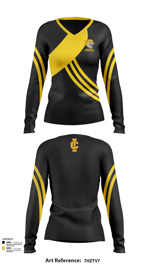 Womens Long Sleeve Vneck Shirt, Illini Central High School Cheer, Cheer, Teamtime, Team time, sublimation, custom sports apparel, team uniforms, spirit wear, spiritwear, sports uniforms, custom shirts, team store, custom team store, fundraiser sports, apparel fundraiser