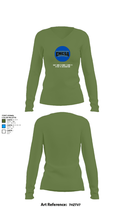 East Montgomery County Sports Association 83538044 Women's Long Sleeve V-neck Shirt - 17