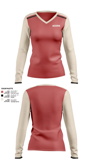 Womens Long Sleeve Vneck Shirt 1, Acers, , Teamtime, Team time, sublimation, custom sports apparel, team uniforms, spirit wear, spiritwear, sports uniforms, custom shirts, team store, custom team store, fundraiser sports, apparel fundraiser