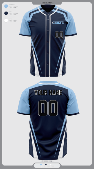 Full Button Baseball Jersey, Chiefs, Baseball, Teamtime, Team time, sublimation, custom sports apparel, team uniforms, spirit wear, spiritwear, sports uniforms, custom shirts, team store, custom team store, fundraiser sports, apparel fundraiser