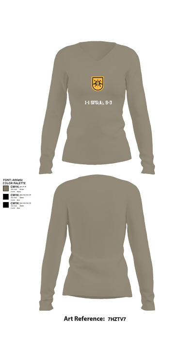 1-1 SFG(A), S-3 84488756 Women's Long Sleeve V-neck Shirt - 62