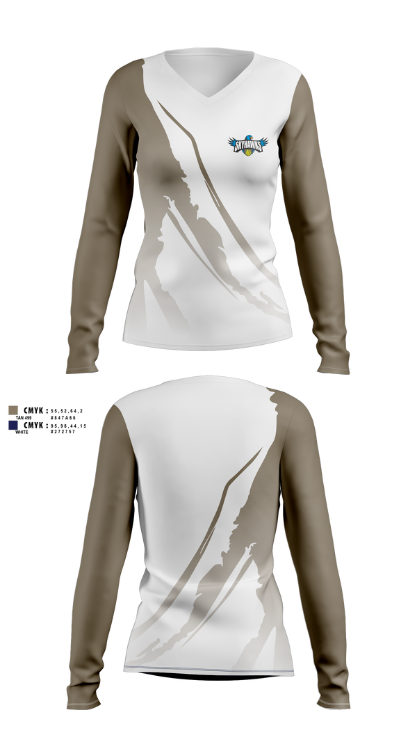 Womens Long Sleeve Vneck Shirt, Barrie North Winter Tennis, Tennis, Teamtime, Team time, sublimation, custom sports apparel, team uniforms, spirit wear, spiritwear, sports uniforms, custom shirts, team store, custom team store, fundraiser sports, apparel fundraiser