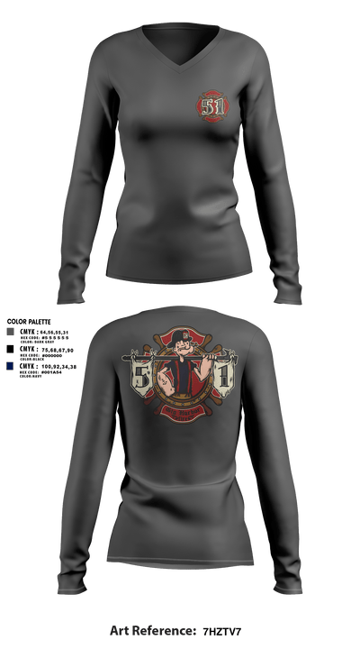 Station 51 74948008 Women's Long Sleeve V-neck Shirt - 7