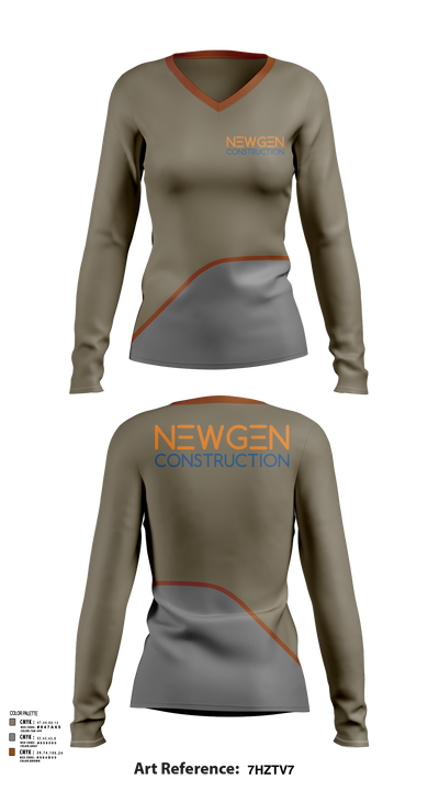 Newgen Constrction 18820013 Women's Long Sleeve V-neck Shirt - 116