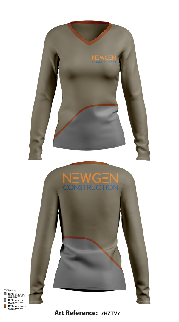 Womens Long Sleeve Vneck Shirt, Newgen Constrction, , Teamtime, Team time, sublimation, custom sports apparel, team uniforms, spirit wear, spiritwear, sports uniforms, custom shirts, team store, custom team store, fundraiser sports, apparel fundraiser